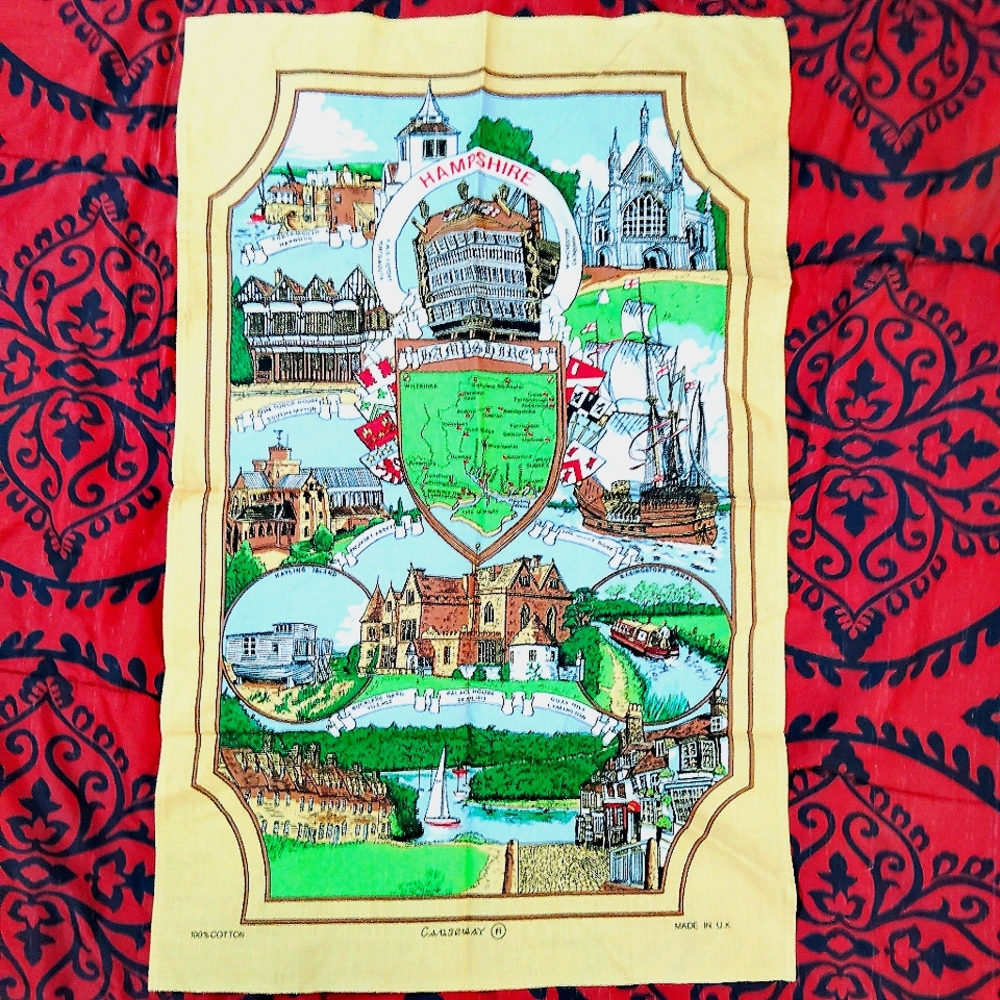 🖤3for25🖤 Vtg 80s/90s Hampshire New England Hand Painted Cotton Decor Bandana